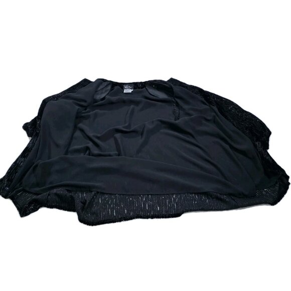 VTG Diane Freis Burnout Velvet Cardigan 1X Black Metallic Lined LS Lagenlook - Picture 13 of 16